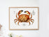 Raw Oak Wood Framed Dungeness Crab Vintage Illustration Wall Art Print